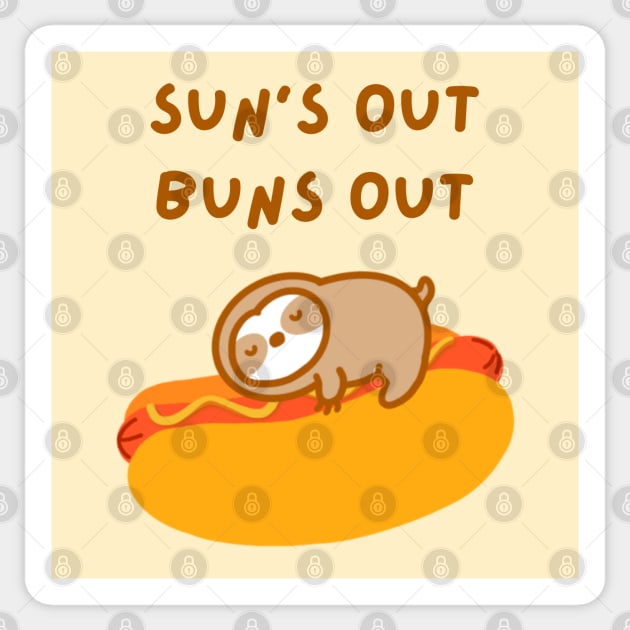 Sun’s Out Buns Out Hot Dog Sloth Sticker by theslothinme